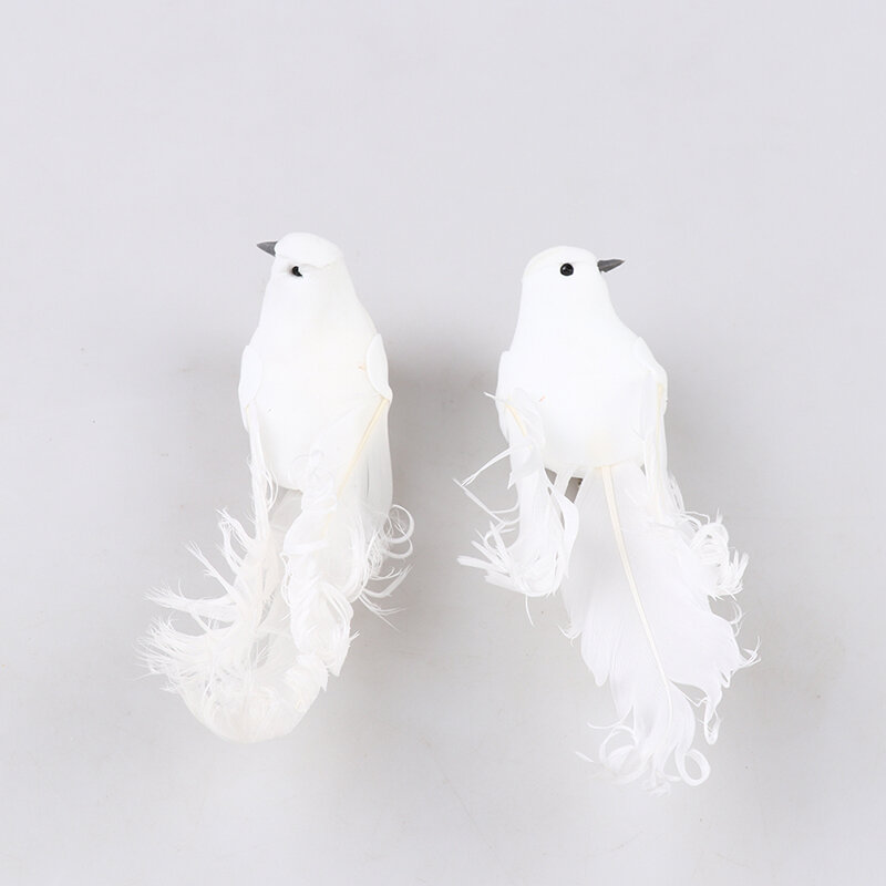 Białe ptaki sztuczne pióro z pianki gołębie ptaki Mini ptaki ozdobne