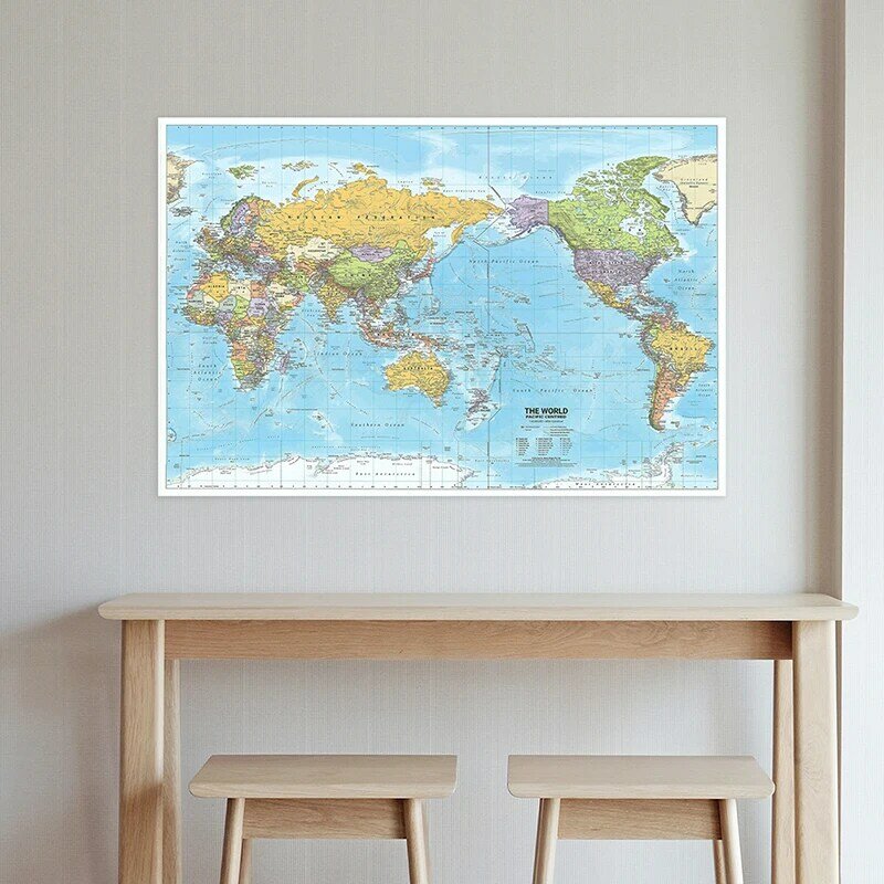 225*150cm 2012 World Map with Political Distribution Canvas Printings Detailed Map of World Pictures Home School Office Decor
