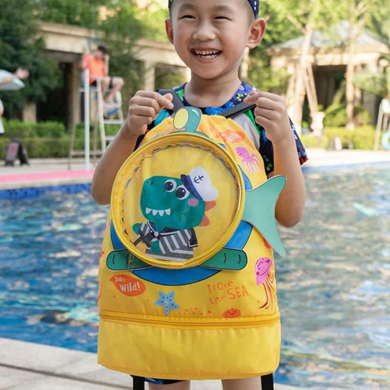 Детский рюкзак для сухого и влажного хранения, пляжный рюкзак с разделением, мультяшный милый рюкзак для плавания, одежды, обуви, дорожный органайзер для принадлежностей