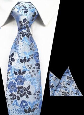 RBOCOTT 8CM Floral Ties And Hanky Sets Silk Jacquard Woven Ties for Men Wedding Party Tie Set Men's Necktie Pocket Squares