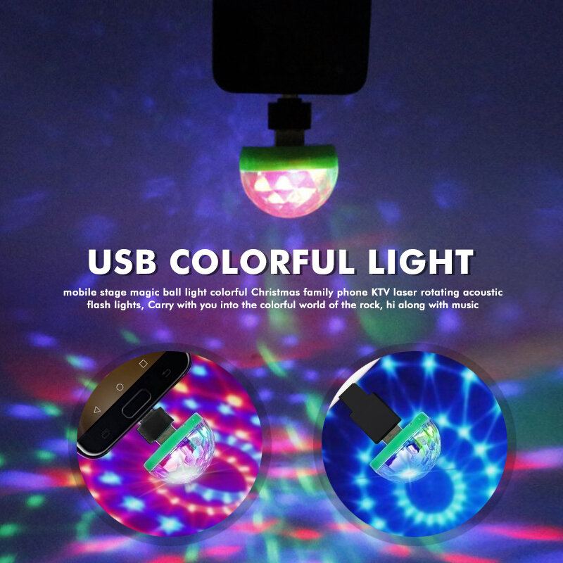 Mini luz LED USB para escenario, luces de bola de discoteca, ambiente Interior de coche, iluminación de neón, efecto de barra de fiesta, lámpara colorida RGB de 5V