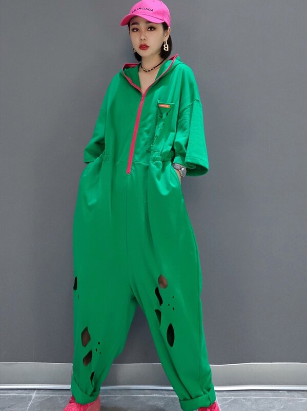 女性用の水玉ニットスウェットパンツ,フード付き半袖,ゆったりとした快適なカジュアルパンツ,新しい春のコレクション2023