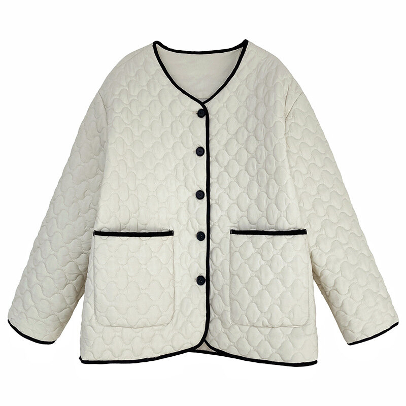 Frauen Kleidung 2022 Herbst Winter Stepp Baumwolle Design Gefühl Patchwork Farbe Lose Baumwolle Einfache Casual Winter Jacke Frauen