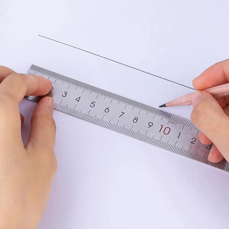 15cm 30cm Stainless Steel Straight Ruler Mapping Tool Silver Metal Ruler Drawing Measuring Tool For School Office Supplies