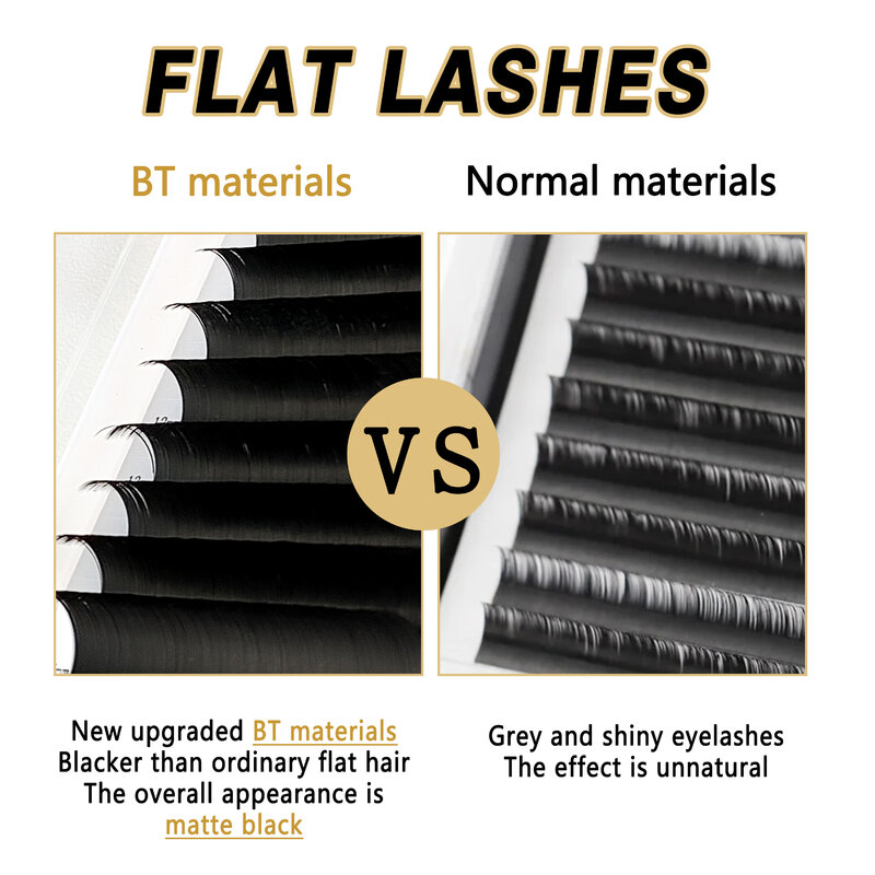 Firmer Individual Lashes Semi-permanent Split-tips Ellipse Lashes Extension Flat Stem Mixed Volume Fans False Lashes for Makeup