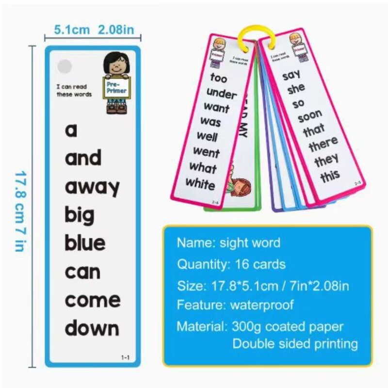 Tarjetas Montessori para Aprendizaje de palabras, Flashcards de palabras comunes, lista de palabras
