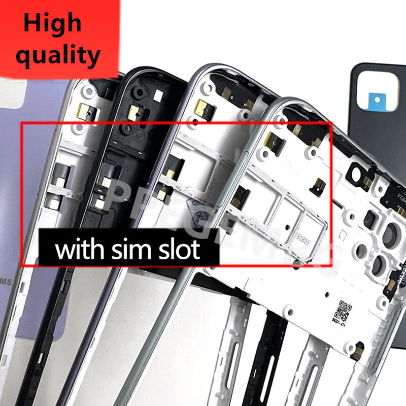 Nowy A22 5G dla Samsung Galaxy A226 A22 5g obudowa telefonu tylne drzwi baterii pokrywa środkowa ramka obudowa Sim tacka