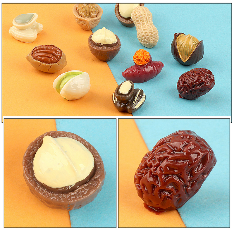 15pcs Miniature Nuts Resin Lovely Nuts Models House Mixed Style