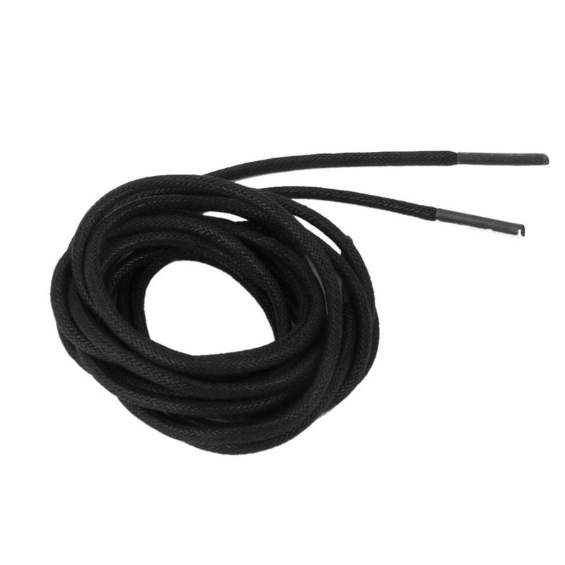 3mm Waxed Cotton Round Elastic Shoelaces Black Laces Brogues Shoes (Black)