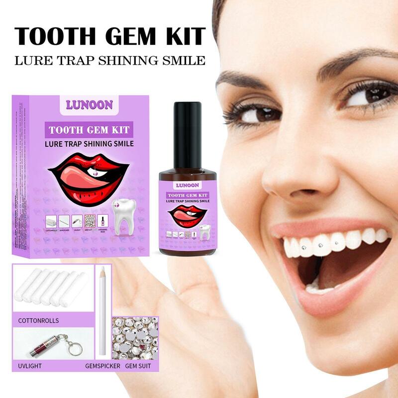 Tooth Jewelry Kit DIY Teeth Gems Kit With Glues And Light Teeth Clear Precious Stone Jewelry Decoration Glittering Tooth Gem Kit