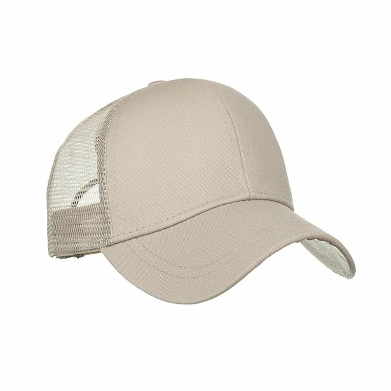 77HC Women's Ponytail Baseball Solid Color Breathable Sunshade Hat After Opening