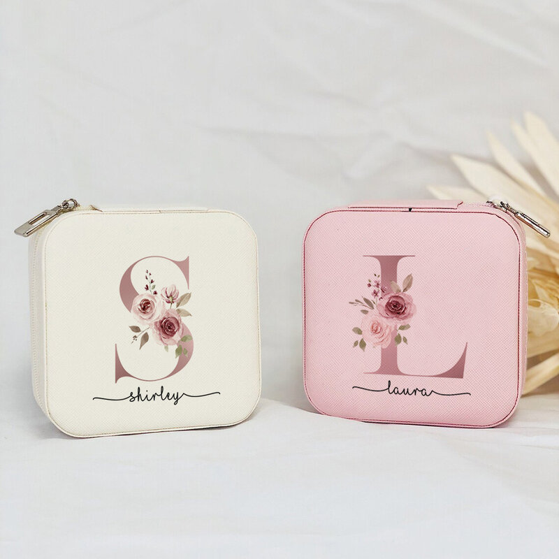 Caixa de jóias personalizada caixa de jóias de viagem personalizada para dama de honra caixas de jóias personalizadas obrigado presente para o natal