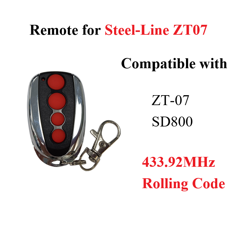 For Steel-line ZT07 SD800 Garage Door Remote Control Replacement 433.92MHz Rolling Code