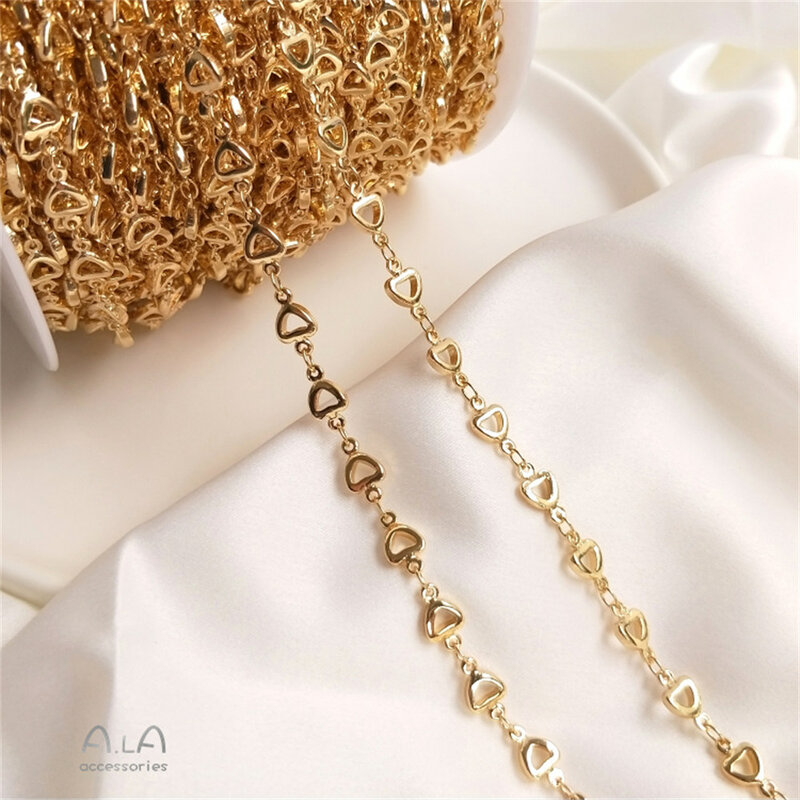 Paket Rantai Buatan Tangan 14K Bintang Lapis Emas Rantai Cinta Daun Berlian Semanggi Rantai Longgar Bahan Perhiasan DIY