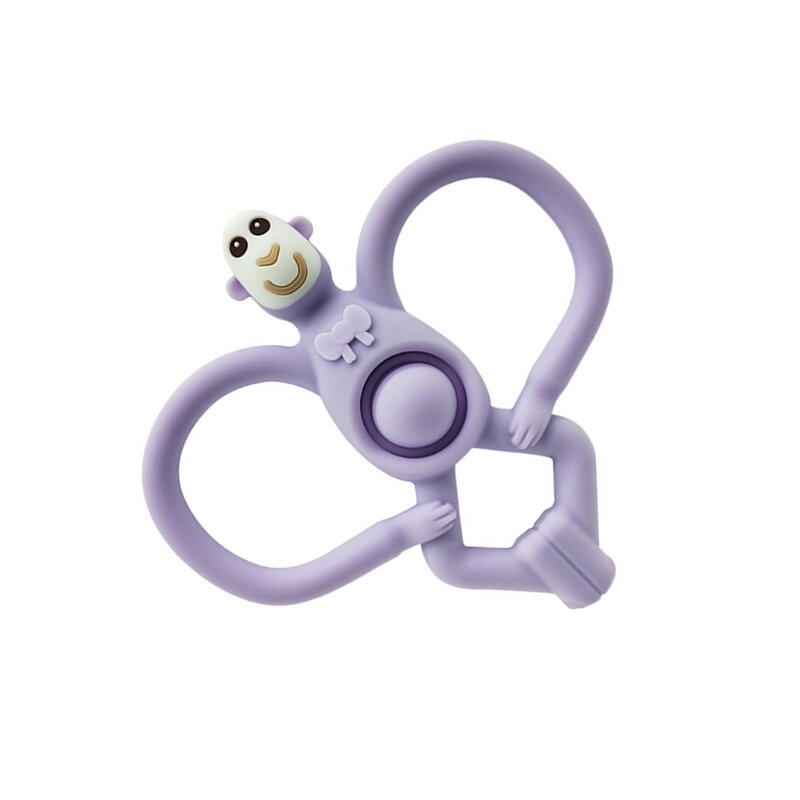 Mainan Tumbuh Gigi Bayi Hadiah Teether Silikon Alat Bantu Tumbuh Gigi Bentuk Monyet untuk Bayi
