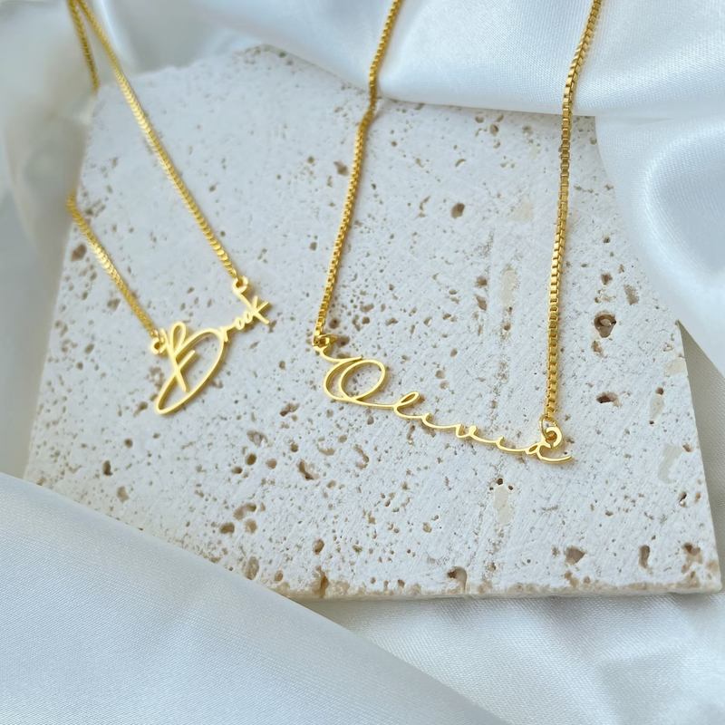 Collar de oro personalizado con nombre, cadena de caja, joyería hecha a mano, regalo de cumpleaños personalizado para su mamá