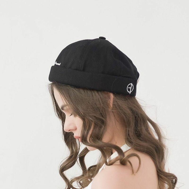 Letter Printing Cotton Docker Cap Trendy Solid Color Wear All Seasons Beanie Hats Street Style Brimless Hip Hop Hats Unisex