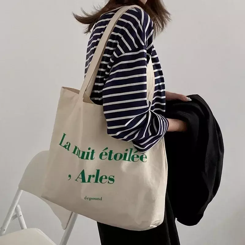 Xxxxx Damen Umhängetasche lässig weibliche Kapazität Einkaufstaschen große Shopper Leinwand Brief Mode Harajuku Reiß verschluss