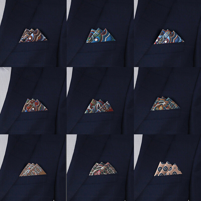 Tailor Smith Mens Pocket Squares Vintage Printed Checked Paisley Suit fazzoletti Luxury Men Hanky accessori per regalo