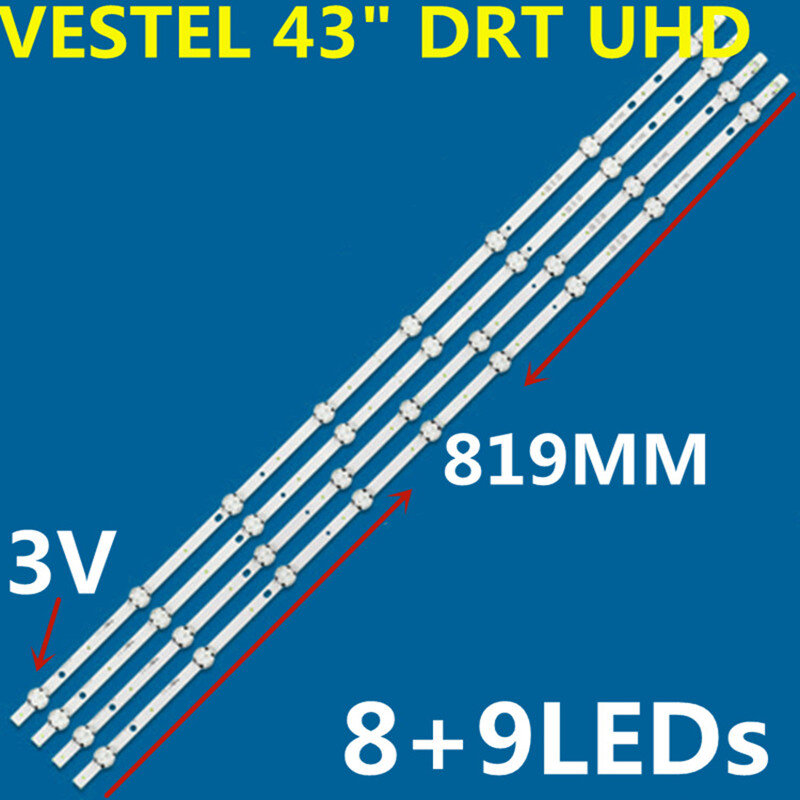 New LED Strip 8/9lamps VESTEL 43 DRT UHD A B  VES430QNDL-2D-N11 43PUS6031 43HK6T74U 43U6763DA 43U5766DB 43U6663DB 43LV3A63DB
