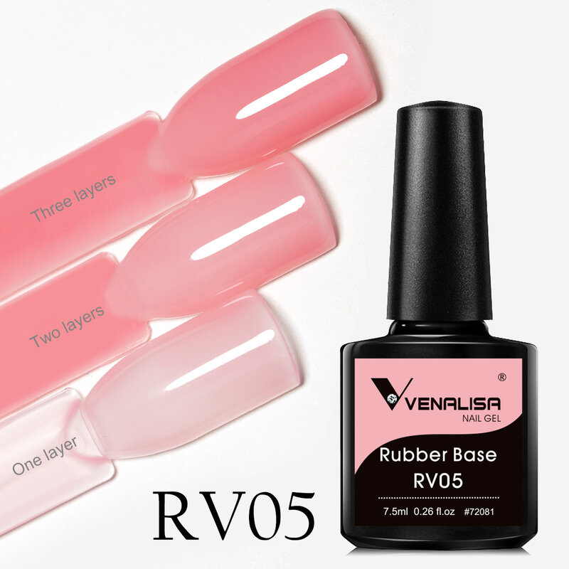 VENALISA Semi Transparent French Pink Color Rubber Base Coat Nail Gel Polish Jelly Nail Camouflage Soak off UV LED Nail Gel