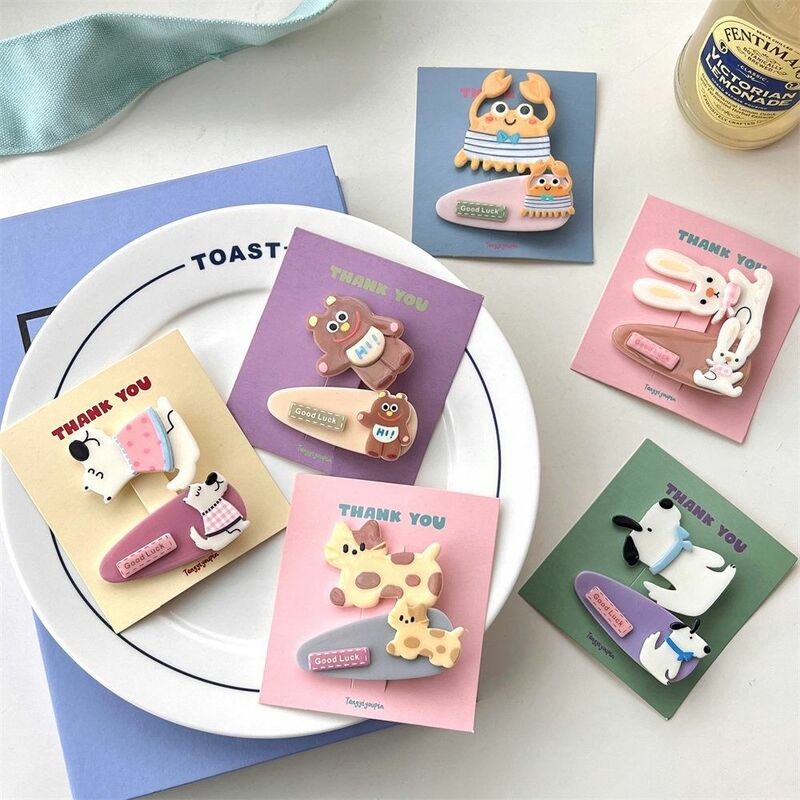 Kawaii kreskówka Mini włosy klips japoński cukierkowy kolor zwierzę słodkie spinki spinki do włosów niedźwiedź BB klips taniec
