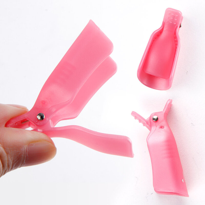 10 pçs manicure prego clipe gel polonês removedor pinças dicas mais limpas unhas embeber fora envoltórios tampa plástico fácil-fora clipe dedos ferramentas