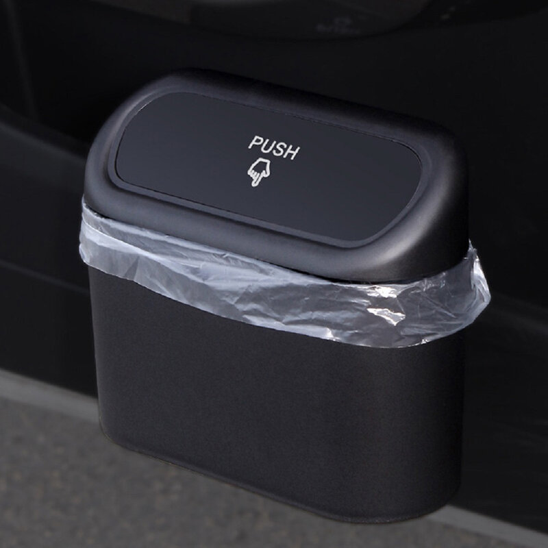 Confrontal-Poubelle carrée en ABS pour voiture, poubelle à presser, boîte de rangement pour ordures de véhicule, étui à poussière, accessoires intérieurs automatiques