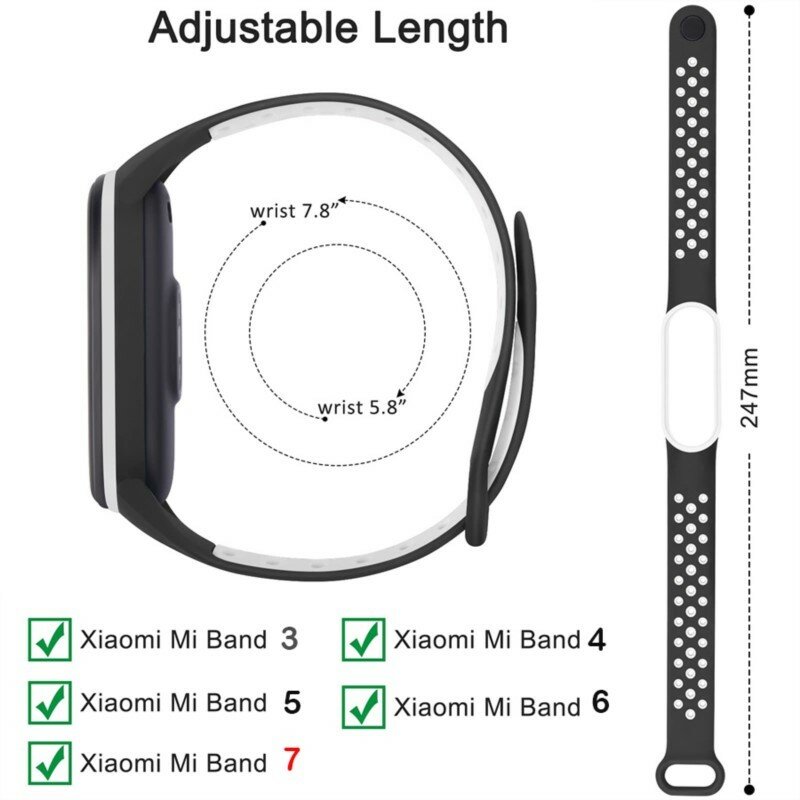 Ремешок спортивный для Xiaomi Mi Band 7 6, силиконовый браслет для смарт-часов mi Band 7, сменный Браслет На Mi band 4 5 6 3