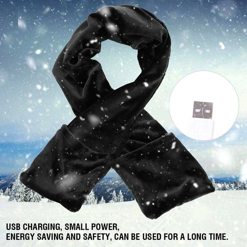 Bufanda de calefacción USB de alta calidad, protección contra el frío de terciopelo, cómoda tela elástica con diseño de moda, bufanda para senderismo y camping