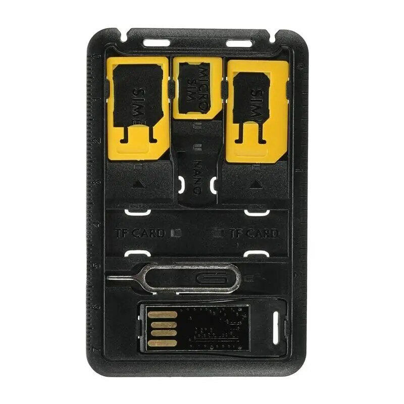 올인원 신용 카드 크기 슬림 SIM 어댑터 키트, TF 카드 리더 및 SIM 카드 트레이 배출 핀, SIM 카드홀더
