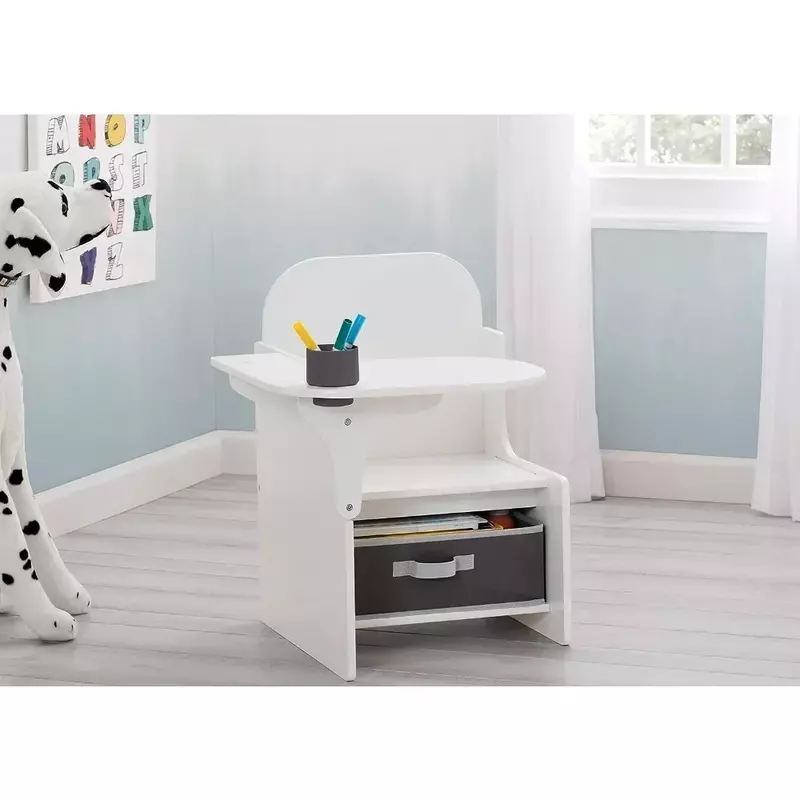 Greenguard-Chaise de bureau pour enfants, avec bac de rangement, couleur blanche
