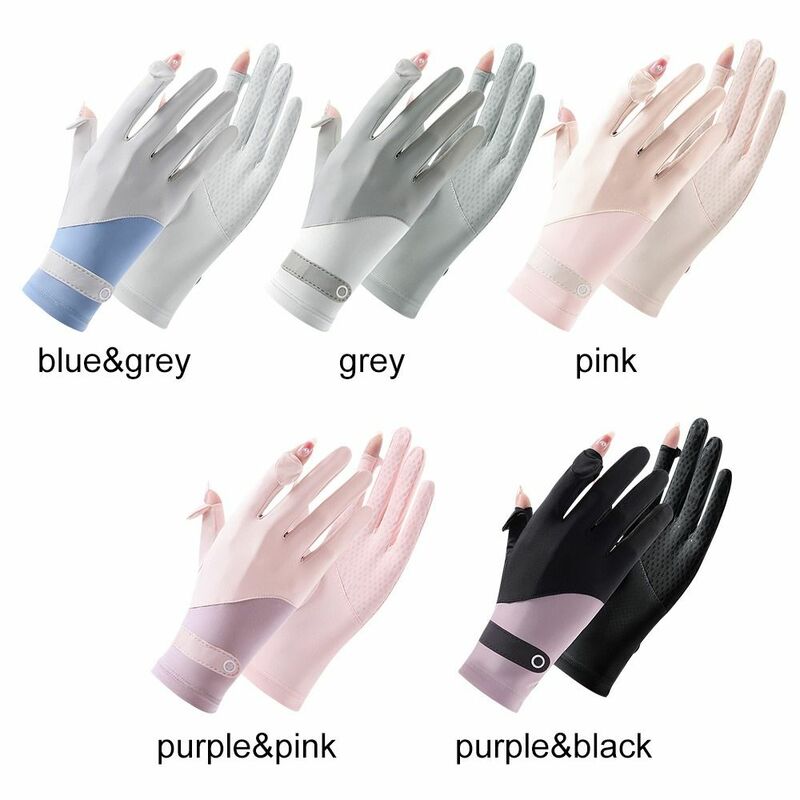 Non Slip Summer Touch Screen Mittens Women Gloves Ice Silk Gloves Sunscreen Gloves