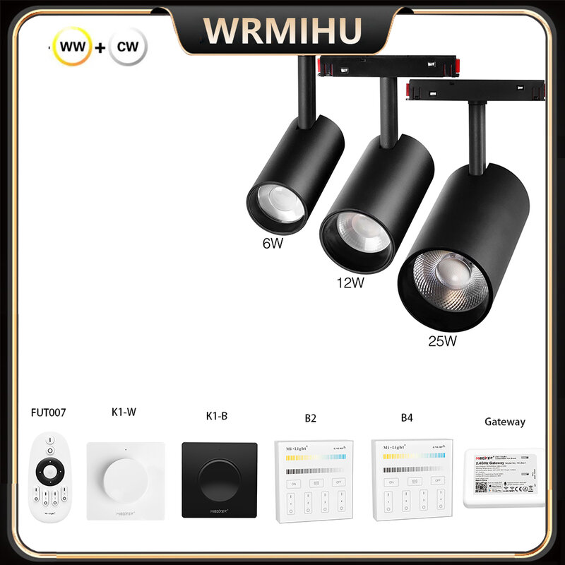 Miboxer DC48V Smart Dual Whte Magnetic Spotlight  2.4G Hz RF 6W 12W 25W Guide rail light For Background lighting