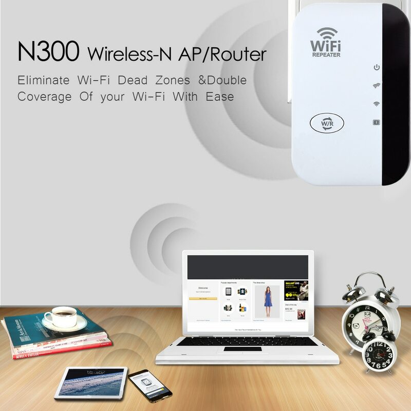 Repetidor WiFi inalámbrico de 300Mbps, extensor de 2,4G, amplificador de señal Wifi 802.11N, enrutador de largo alcance