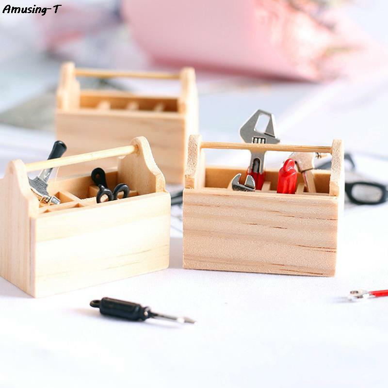 Kits de reparación en miniatura, accesorios para casa de muñecas, martillo en miniatura, llave inglesa, decoración de muebles para casa de muñecas, rojo/Negro, nuevo, 6 piezas por juego