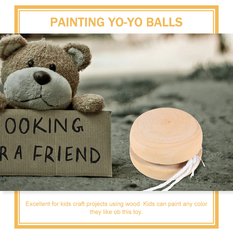Bolas yo-yo de madera para niños, yo-yo sin terminar, bricolaje, pintura a mano, 4,5 cm