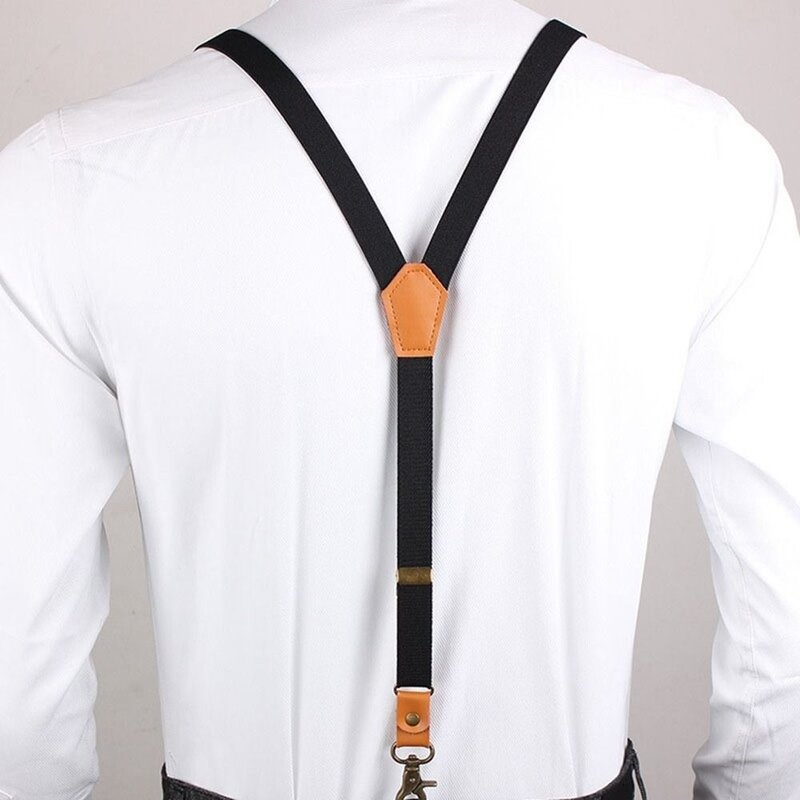 Solid Color 3 Hooks Performance For Men Stripe Hanging Pants Clip Adjustable Braces Tie Suspenders Suspenders Clips