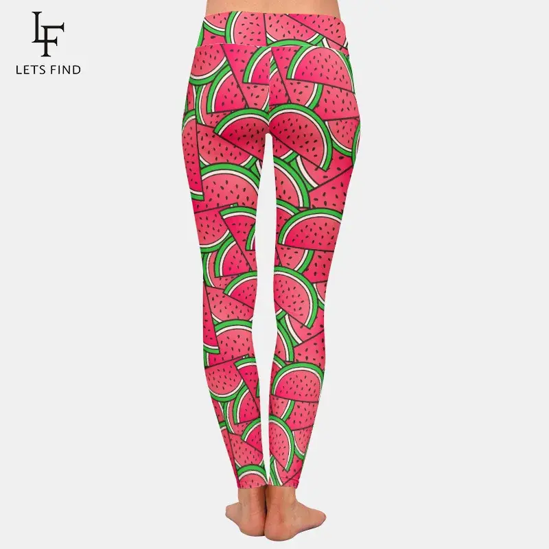Mallas con estampado 3D de sandía para mujer, Leggings de cintura alta con estampado de fruta para Fitness, 2019