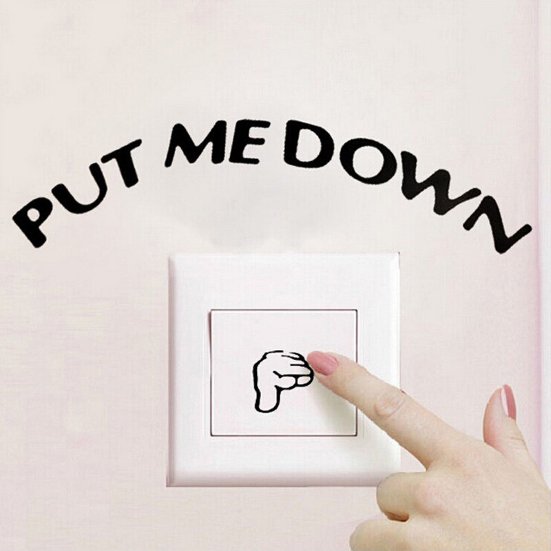 1PC PUT ME DOWN Word Lettering Art Vinyl Decal Wallpaper Toilet Seat Gesture Sign Reminder Quote