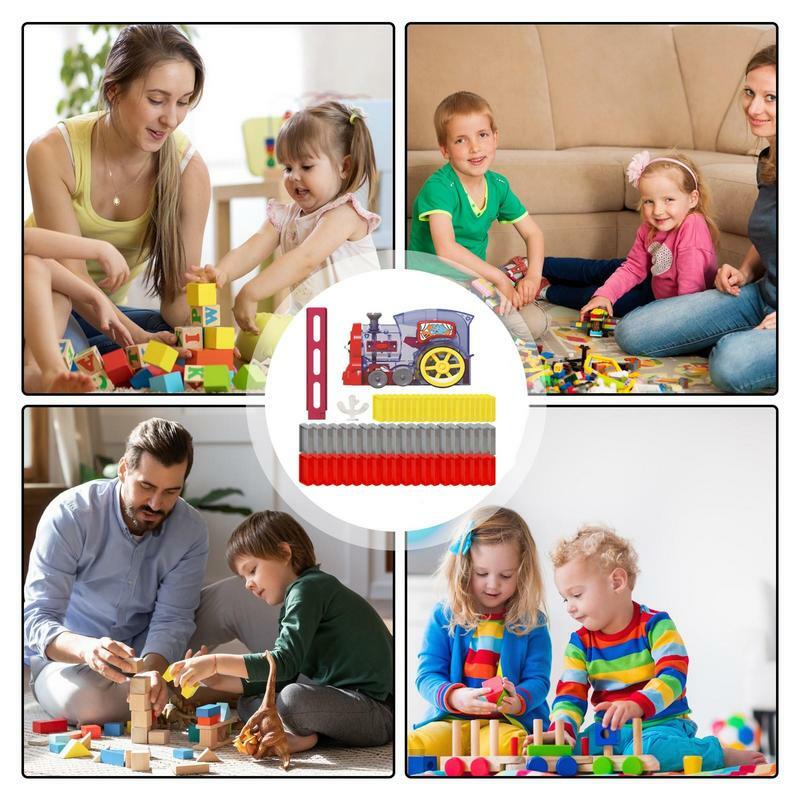 Domino Train Toy Colorful Lighting And Sound Domino Train Toy Domino Rally Electric Train Set Domino Stacking Toy For Train Hand