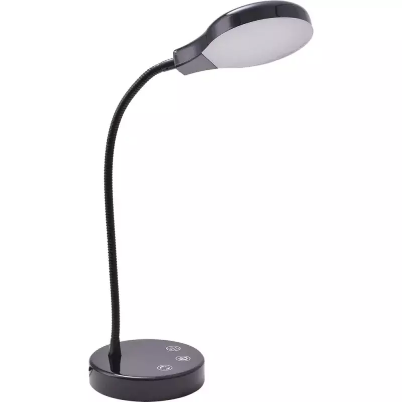 Maways modern dimmable LED desk lamp with USB charging port, black finish, for all ages
