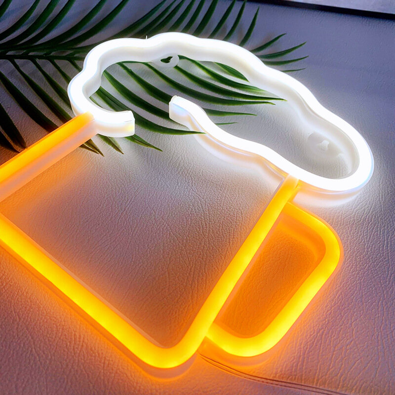 Letrero de neón LED con batería y USB para decoración de habitación, letrero de cerveza, restaurante, tienda, decoraciones abiertas, fiesta de vacaciones, boda, luz nocturna