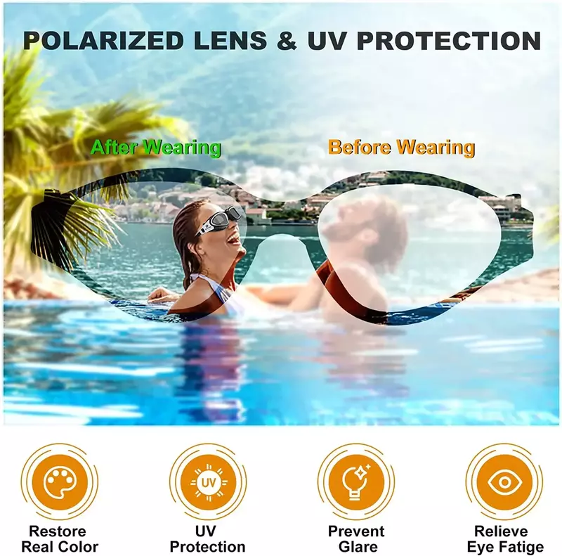 Kacamata renang profesional pria wanita, lensa perlindungan UV anti-kabut terpolarisasi tahan air dapat disesuaikan