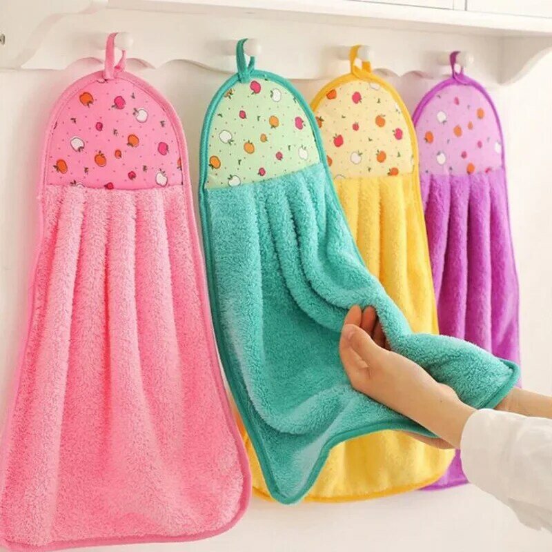 Handuk tangan koral beludru perlengkapan kamar mandi kain penyerap lembut serbet kain gantung Aksesori dapur