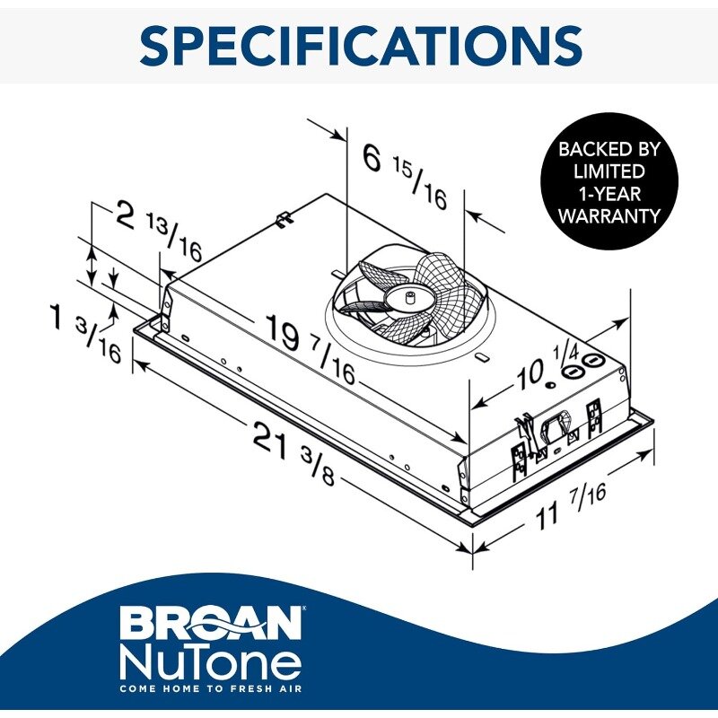 Broan-NuTone PM300SS Custom Power Pack Range Hood Insert with 2-Speed Exhaust Fan and Light, 300 Max Blower CFM,Stainless Steel,