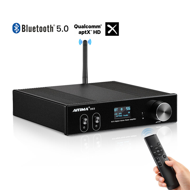 New D03 HiFi Bluetooth 5.0 Audio Amplifier 2.1 Wireless Digital Sound Power Subwoofer Amplificador USB DAC Stereo Audio150Wx2