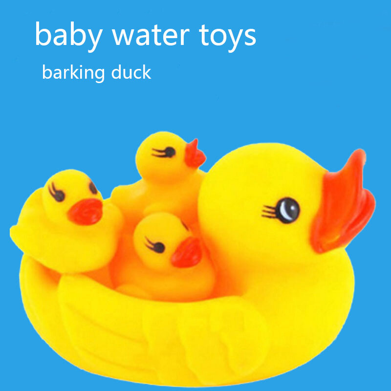 4 Buah Mainan Bayi Mainan Air Mengambang Anak-anak Mainan Air Bebek Karet Kuning Mainan Mandi Bayi untuk Anak-anak Suara Remas Kolam