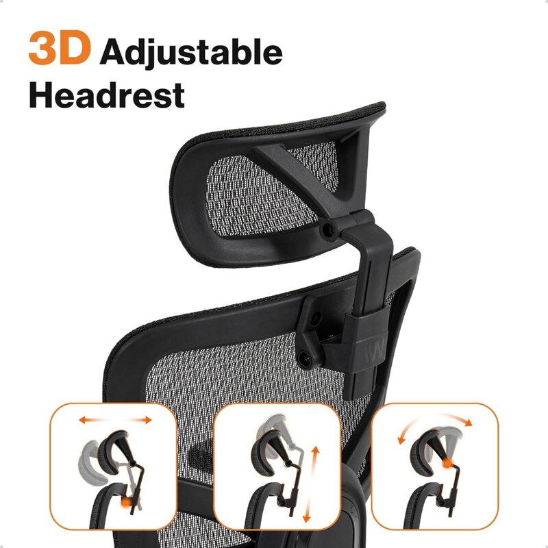 WELLNEW kursi kantor ergonomis, sandaran kepala 3D dapat diatur, sandaran tangan 4D