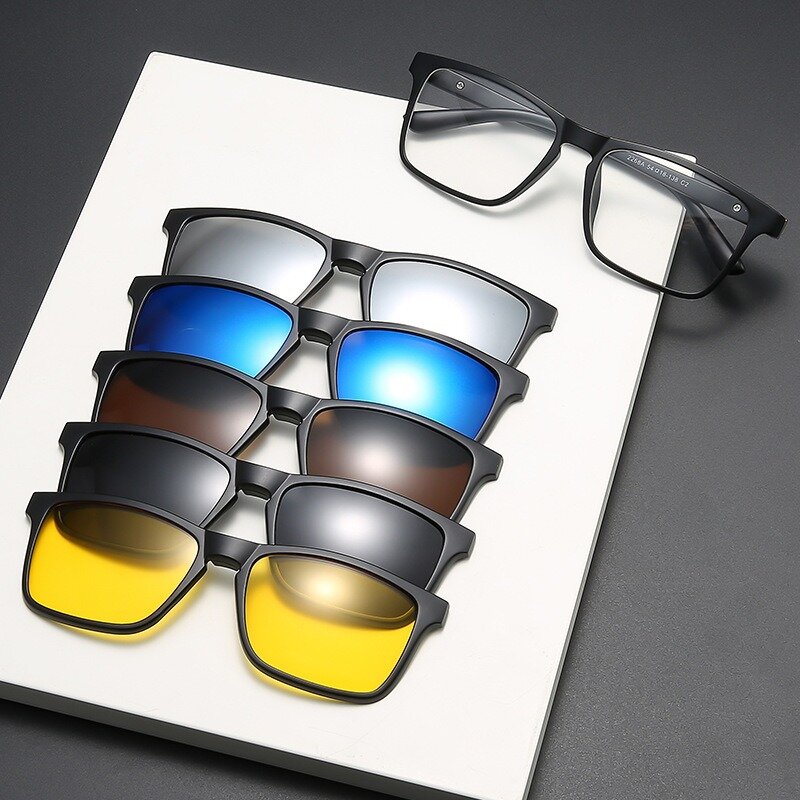 Brillen rahmen Männer Frauen mit 5 Stück Clip auf polarisierten Sonnenbrillen Brille Magnet brille männlich uv400 Brille